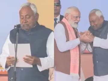 നിതീഷ് കുമാർ മുഖ്യമന്ത്രിയായി സത്യപ്രതിജ്ഞ ചെയ്യുന്നു